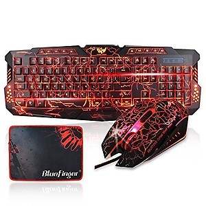 Bluefinger Gaming Keyboard And Mouse Combo-Bluefingerã Usb Wired Led Backlit Keyboard And Mouse Set With Cool Crack Pattern Adjustable Color Mouse + Bluefinger Customized Gaming Mouse Pad price in India.
