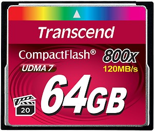 Transcend 64GB 800X Compact Flash Card (TS64GCF800) price in India.