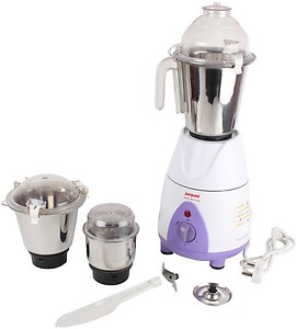 Jaipan Grand Master Mixer Grinder 850 Watt powerful TurboTRQ motor 2 Jar 2 Years Warranty 50% tougher spring steel Multifunctional blade scratch resistant ABS green & white leak-proof Lids price in India.
