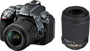 NIKON D5300 DSLR Camera (Body with D-Zoom Kit II Body with AF-P DX NIKKOR 18-55 mm F/3.5-5.6G VR + AF-S DX NIKKOR 55-200 mm F/4-5.6G ED VR II)  (Black) price in India.
