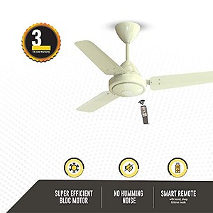 atomberg Efficio 900mm BLDC Ceiling Fan with Remote Control | BEE 5 star Rated Energy Efficient Ceiling Fan | High Air Delivery with LED Indicators | 2+1 Year Warranty (Gloss Ivory) price in India.