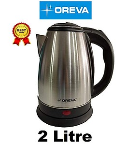 Oreva 2.0 Litre Cordless Electric Kettle with Stainless Steel body Used as Boiler for Milk, Tea, Water & Soup | water heater jug for Home & Office | 1500 watt (Black) price in India.