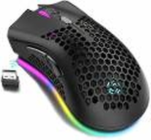 Tobo Lightweight Gaming Mouse, Honeycomb Design Rechargeable Wireless Gaming Mouse with USB Receiver RGB Backlight Computer Mouse for Laptop PC (Black)-(TD-624KM-03) price in India.
