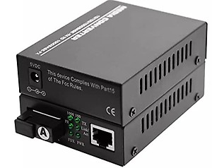 Hanutech Fast Ethernet to Fiber Media Converter 10/100 Mbps RJ 45 Port To 100Base-FX Single-Mode Fiber SMSF up to 20 Kms - 1 Pair price in India.