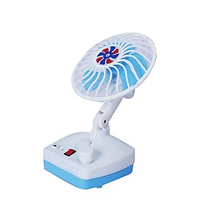 LEYSIN Portable High Speed Table Fan with LED Light Rechargeable Desk Fan for Home Office and Kitchen Use Pack Of 1 (Random Color) price in India.