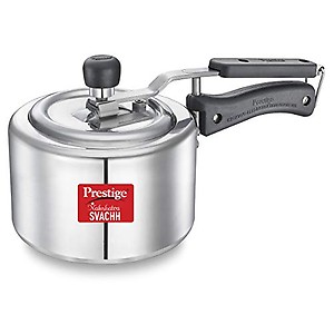 Prestige Svachh, 10738, 1.5 L, Straight Wall Aluminium Inner Lid Pressure Cooker, With Deep Lid For Spillage Control - Silver, 1.5 Liter price in India.
