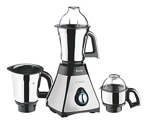 Preethi Steele 110 V, MG-206, 550 Watt, 3 Jars, Turbovent Technology, 2 years product warranty (Silver/Black) price in India.