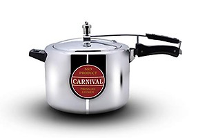 Carnival Pressure Cooker Regular Model Pure Virgin Aluminium (Inner Lid) Pressure Cooker - Silver -10 LTR price in India.