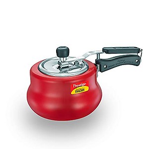 Prestige 2L Nakshatra DUO Plus Svachh Inner Lid Aluminium Handi|Ideal for 2-3 persons|Deep lid for Spillage Control|Gas or induction compatible|Red|5 years warranty price in India.