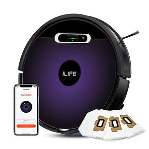 ILIFE V3s Max Robotic Vacuum Cleaner, Powerful Suction, Daily Schedule Cleaning, Ideal for Hard Floor, Hairs and Low Pile Carpet, Vacuum and Mop (Purple) price in India.