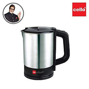 Cello Quick Boil 900 Electric Kettle| Stainless Steel Body |1200 watt | Auto Shut-Off Protection | Wide Mouth for Easy Cleaning | Easy-grip Handle | 1 Ltr, Black & Silver price in India.