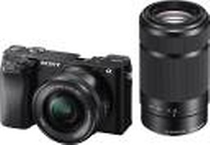 SONY Alpha ILCE-6100Y APS-C Mirrorless Camera with Dual Lens 16-50 mm & 55-210 mm Zoom Featuring Eye AF and 4K movie recording  (Black) price in India.