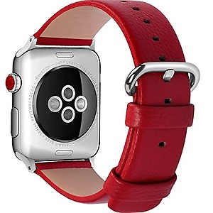Fullmosa Compatible Apple Watch Band Series SE 7 6 5 4 3 2 1 38mm 40mm 41mm 42mm 44mm 45mm Leather iWatch Band/Strap for Apple Watch ,38mm 40mm 41mm Red(Wacth Not Included) price in India.
