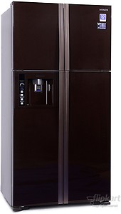 Hitachi 638 L Frost Free Side by Side Refrigerator(Glass Black, R-W720FPND1X) price in India.