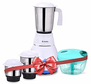 Candes Imperial 550 Watt Mixer Grinder with 3 Jars (Powerful Motor with 1 Year Warranty White Blue) price in India.