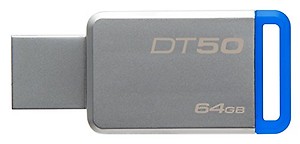 Kingston DataTraveler 50 64GB USB 3.0 Metal Body Pendrive (Read Speed upto 110mb/s) (DT50/64GBFR) (64GB) price in India.