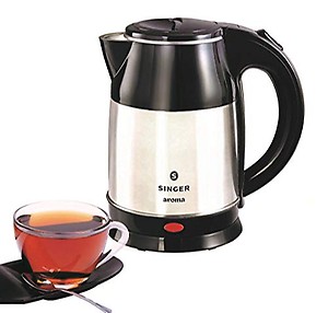 Singer Aroma 1.8 Liter Electric Kettle High Grade Stainless Steel with Cool and Touch Body and Cordless Base, 1500 watts, Auto Shut Off with Dry Boiling (Silver/Black) price in India.