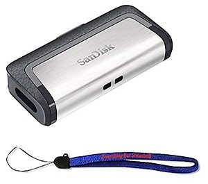 SanDisk Ultra 128GB Dual Drive USB Type-C Flash Drive Bundle (SDDDC2-128G-G46) with Everything But Stromboli (TM) Lanyard (128GB) price in India.