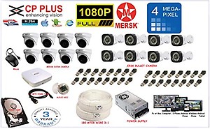 MERSK CP Plus 16 Ch HD Dvr and Full HD (4MP) CCTV Camera Kit