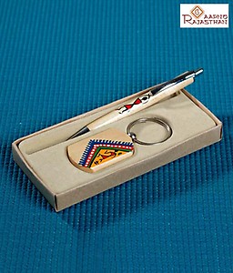 Wooden Pen and key Chain set price in India.
