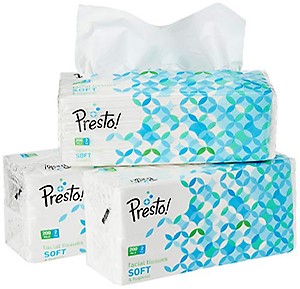 Amazon Brand - Presto! 2 Ply Facial Tissue Soft Pack - 200 Pulls (Pack of 3)