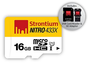 Strontium Nitro 16GB Memory Card - MICROSDHC UHS-1 CLASS-10 433X 65MB/s price in India.