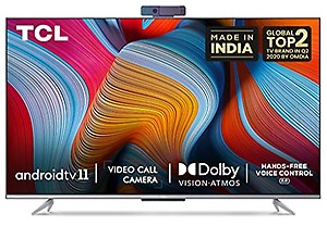 TCL 164 cm (65 inches) 4K Ultra HD Smart Certified Android LED TV 65P725 (Black) (2021Model) | With Video Camera