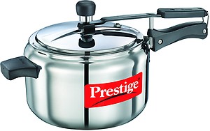 Prestige 5 Litres Nakshatra Alpha Induction Base Inner Lid Stainless Steel Pressure Cooker |Silver | Metallic Safety Plug | Durable Handles | Pressure Regulator price in India.