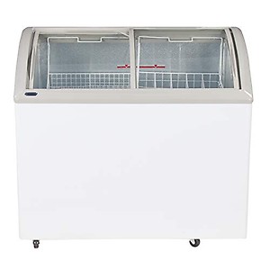 Haier HCF-300GHCM 300 Ltr Curved Glass Top Freezer with Normal Basket, White price in India.