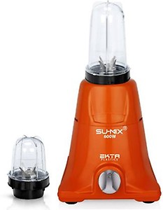 Su-mix 600-watts Mixer Grinder with 2 Bullets Jars (530ML and 350ML) EPMG451,Color Orange price in India.