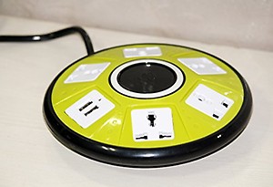 SHOPYBUCKET Creative UFO Shape Residential Smart USB extension Socket 5 AC US Outlets 2 USB Outputs 110V 10A Power Strip with Overload Protector -Green color(as per color availability price in India.