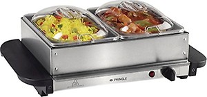 Pringle Electric Stainless Steel Buffet Server | Food Warmer for Home and Kitchen | FW 1802 (2 Containers 1.5 Litre Each) price in India.