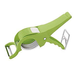 Generic Plastic Vegetable Cutter with Peeler Vegetable Cutter for Kitchen (Green, 1) price in India.
