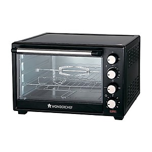 Wonderchef Oven Toaster Griller (OTG) - 40 litres, Black - with Rotisserie,Auto-Shut Off, Heat-Resistant Tempered Glass, Multi-Stage Heat Selection | | Bake, Grill, Roast | Easy clean price in India.