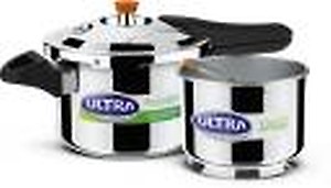 ULTRA Duracook Diet Stainless Steel Outer Lid Pressure Cooker 3 L,Dietfriendly,SS304 Foodgrade,StarchRemover,CaloryReduction,Frothcollector,Induction,CompositeBase,Solidhandle,ISI,10Ywarranty price in India.