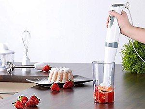 KIRFIZ Electric Food Blender / Hand Blender with 600ml Cup Egg Beater & Grinder -304 Stainless Steel Blades for mixing, pureeing & chopping 2 in 1 Mixer for soups,baby food,desserts price in India.