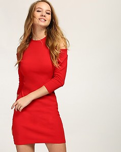 Red Cold Shoulder Bodycon Dress