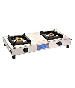 Preethi Fino Stainless Steel 2-Burner Gas Stove (14-Pieces, Open, Silver) price in India.