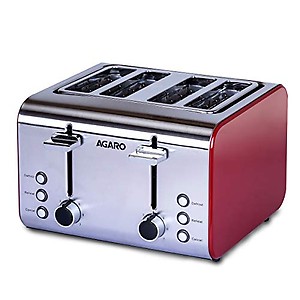 AGARO 1400-1600 Watt Power Grand Stainless Steel 4 Slice Pop-up Toaster with Dual Control of Cancel, Defrost & Reheat, 7 Level of Heating price in India.