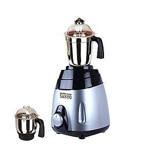 Masterclass Sanyo 750 Watts V/G Black Silver Mixer Grinder With 2 Jar (1 Large Steel Jar, 1 Chutney Jar) Make in India (ISI Certified) price in India.