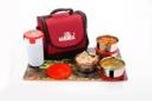 Wellcare Carewell Royal 4 Containers with Leak Proof Plastic Glass Lunch Box (Purple-White, 1500 ml) price in India.