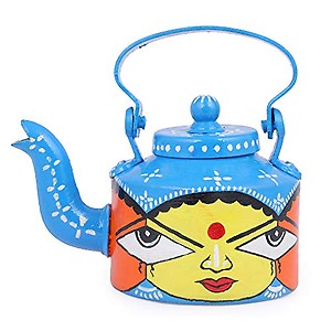 Indha Home Decor and Gift Purpose Aluminium Hand Painted Designer Tea/Coffee Kettle- Capacity 1 Litre price in India.