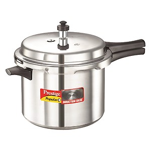 Prestige Popular Plus Induction Base Aluminium Outer Lid Pressure Cooker, 6.5 Litres, Silver price in India.