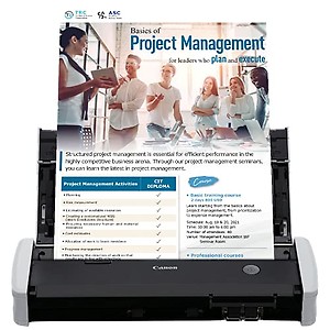 Canon imageFORMULA R10 Portable Document Scanner, 2-Sided Scanning with 20 Page Feeder, Easy Setup For Home or Office, Includes Software, (4861C001) price in India.