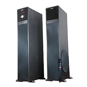 Impex Thunder-T2 Plus 80 Watts 2.0 Channel Multimedia Tower Speaker with USB/SD/TF/FM Radio/AUX/Bluetooth/Wireless Mic & Remote Function (Black) price in India.