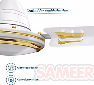Sameer Ruby 1200mm Decorative Ceiling Fan-400 R.P.M-100% Copper Motor price in India.