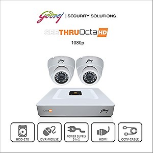 Godrej Octra HD 1080p SEHCCTV1500-3B3D 1.3MP 8-Channel DVR with 3 Bullet and 3 Dome Cameras (White) price in .