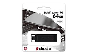 Kingston DataTraveler 70 64GB Portable and Lightweight USB-C flashdrive with USB 3.2 Gen 1 speeds DT70/64GB price in India.