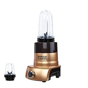 Master Class Sanyo 1000 Watts Prst Golden Mixer Grinder with 2 Bullet Jar price in India.