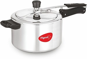 Pigeon by Stovekraft 5 Litre Favourite Aluminium Inner Lid Induction Base Pressure Cooker (Silver) BIS Certified price in India.